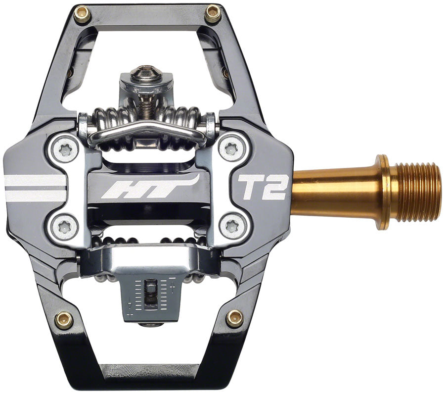 HT Components T2T Pedals - Dual Sided Clipless with Platform, Aluminum, 9/16", Black