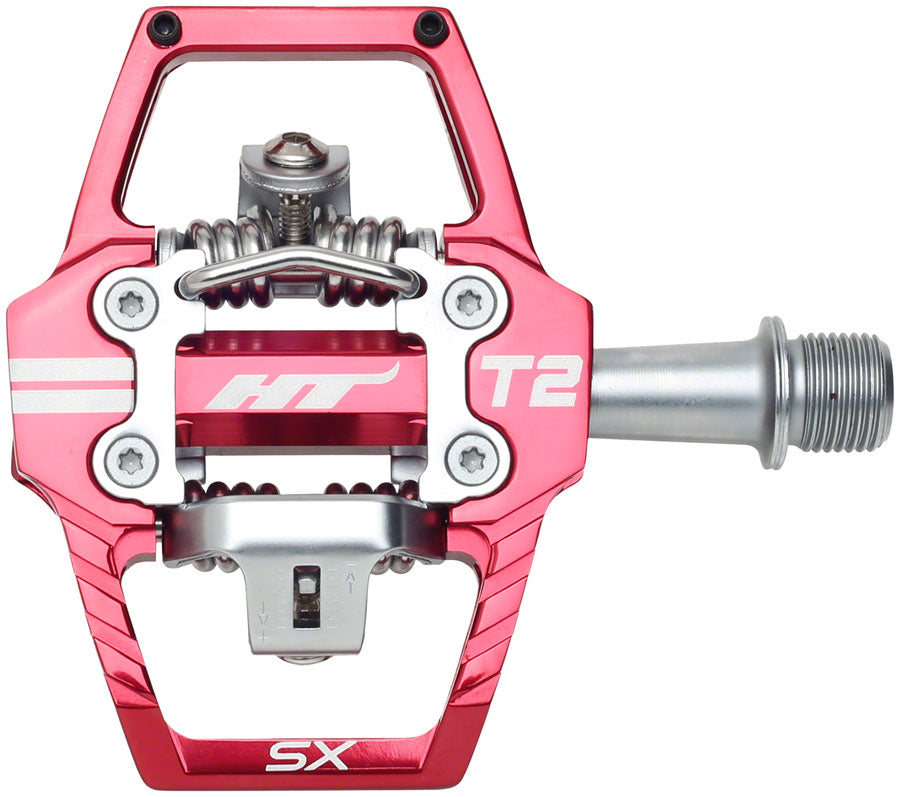 HT Components T2-SX Pedals - Dual Sided Clipless Platform Aluminum 9/16" Red
