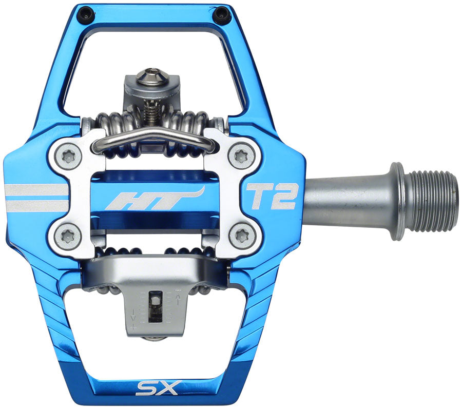 HT Components T2-SX Pedals - Dual Sided Clipless Platform Aluminum 9/16" Royal Blue