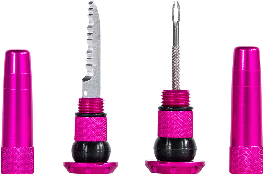 Muc-Off Stealth Tubeless Puncture Plugs Tire Repair Kit - Bar-End Mount, Pink, Pair