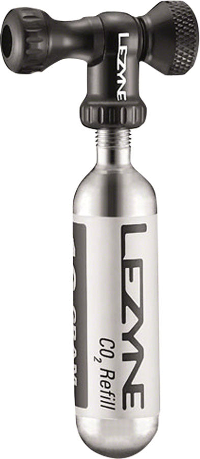 Lezyne Control Drive C0-2 Inflator, Slip-fit Shcrader/Presta, includes 16g cartridge with Neoprene Sleeve: Black