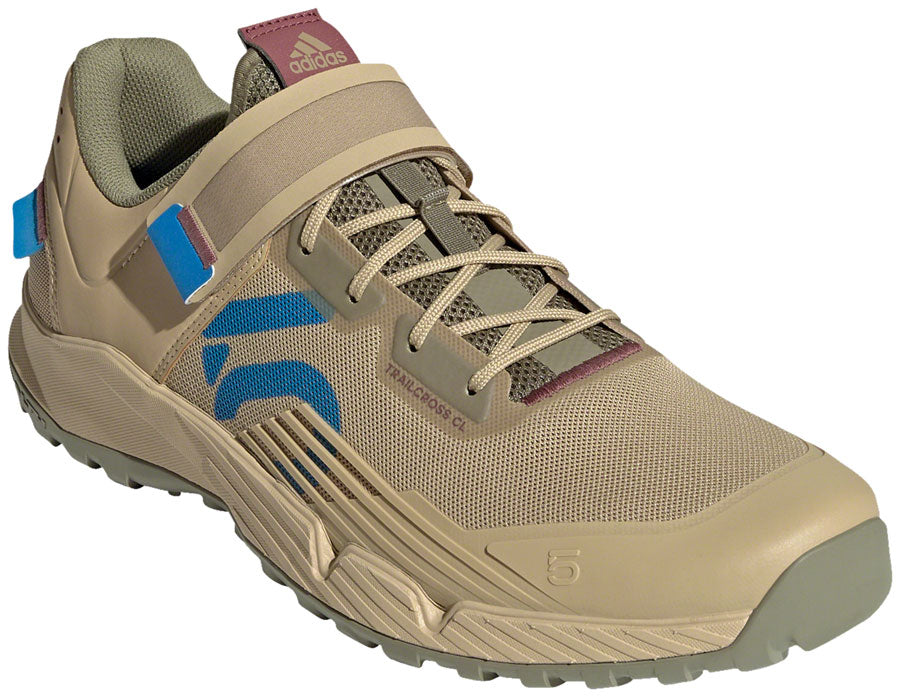 Five Ten Trailcross Clipless Shoes - Men's, Beige Tone/Blue Rush/Orbit Green, 7.5