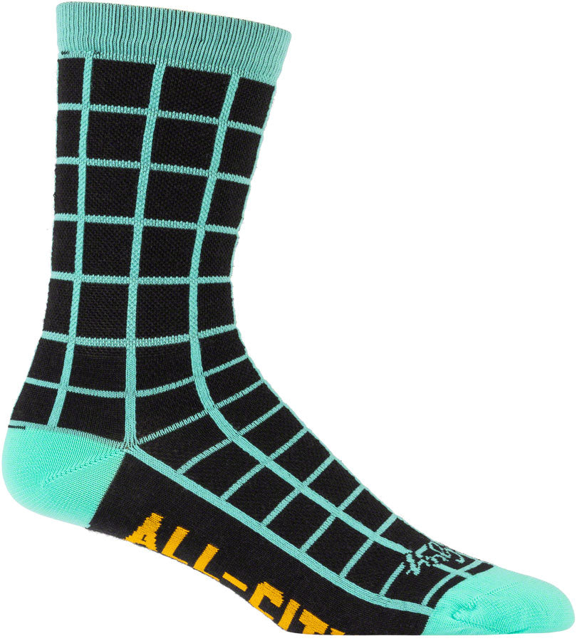 All-City Club Tropic Socks - 6", Black, Goldenrod, Teal, Large/X-Large