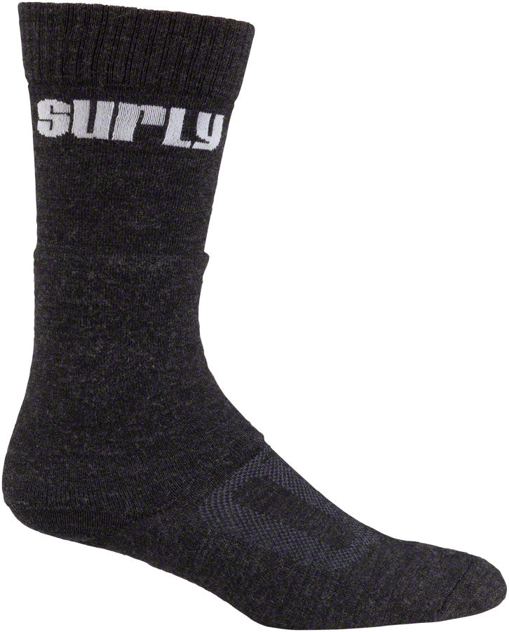Surly Tall Logo Wool Socks - 8 inch, Black, Small