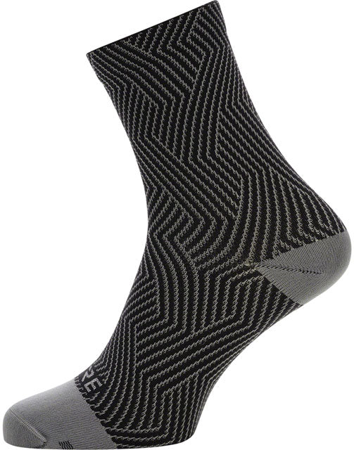 GORE C3 Mid Socks - Graphite Grey/Black, 6.7" Cuff, Fits Sizes 8-9.5-0
