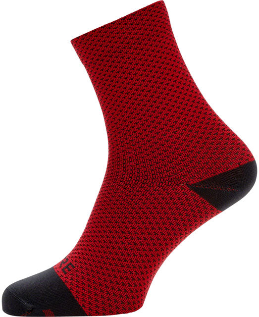 GORE C3 Dot Mid Socks - Red/Black, 6.7" Cuff, Fits Sizes 6-7.5-0