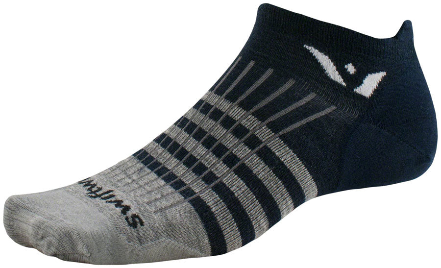 Swiftwick Pursuit Zero Wool Socks - No Show, Stripes Navy Heather, Large