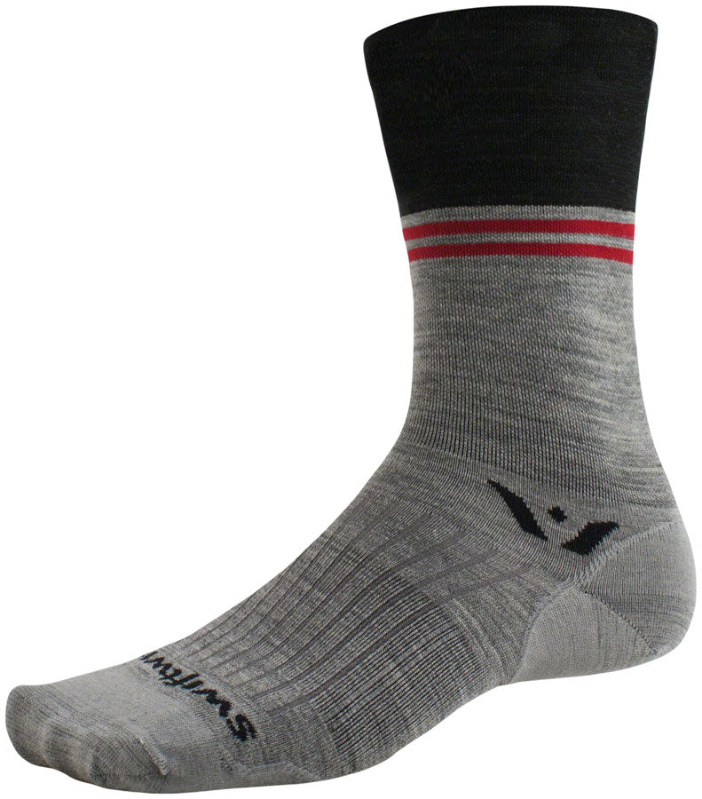 Swiftwick Pursuit Seven Ultralight Socks - 7 inch, Block Stripe Charcoal, Large