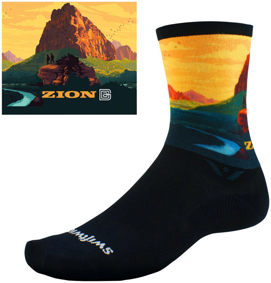 Swiftwick Vision Six Impression National Park Socks - 6 inch, Zion River Valley, Medium