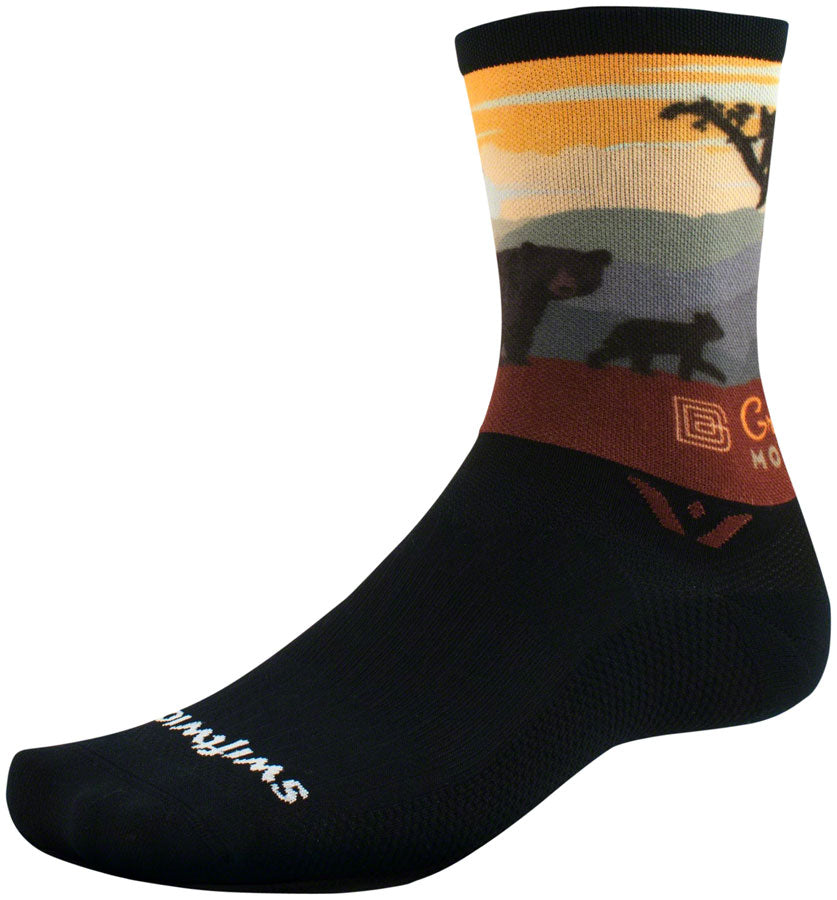 Swiftwick Vision Six Impression National Park Socks - 6 inch, Great Smoky Mountain Bears, Medium