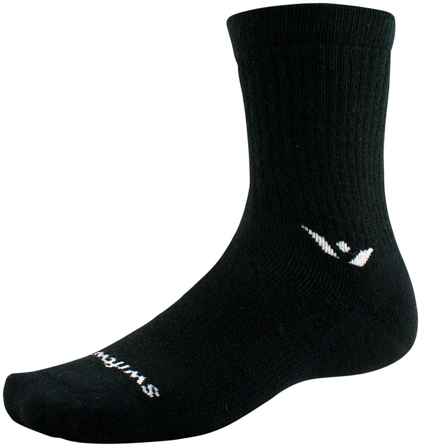 Swiftwick Pursuit Hike Medium Cushion Wool Socks - 6 inch, Medium Weight Black, Large