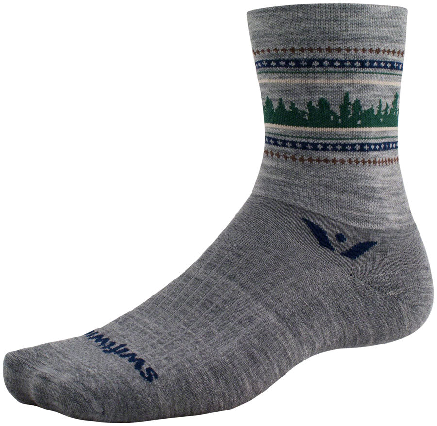 Swiftwick Vision Five Winter Collection Socks - 5 inch, Winter Heather Forest, Large