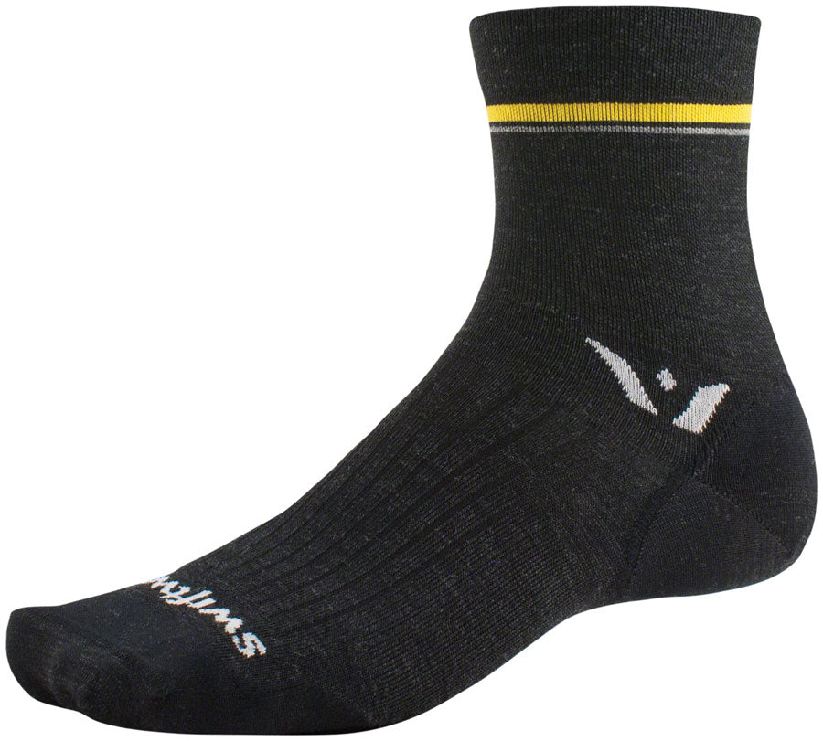 Swiftwick Pursuit Four Ultralight Socks - 4 inch, Retro Stripe Charcoal, Medium