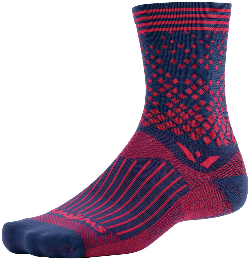 Swiftwick Vision Five Elevate Socks - 5 inch, Navy/Red, Small/Medium