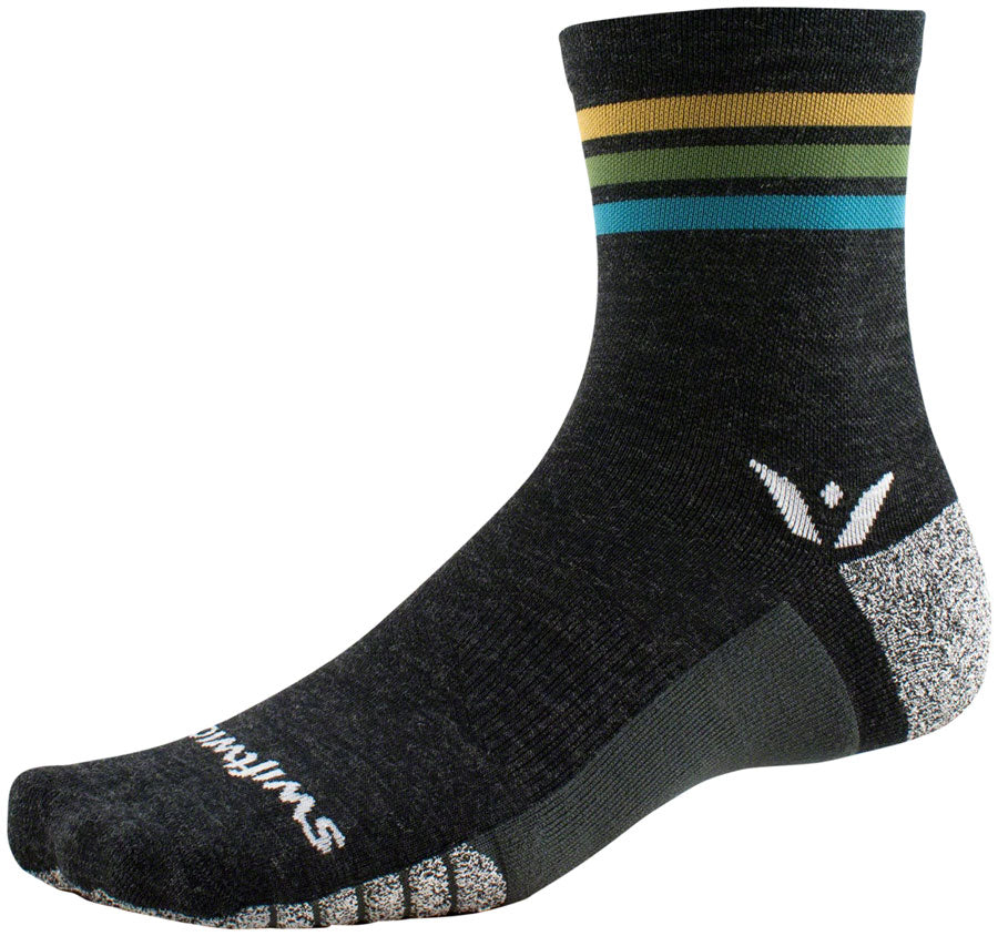 Swiftwick Flite XT Trail Five Socks - 5 inch, Aqua Stripe, Large