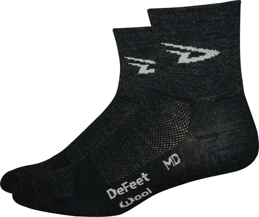 DeFeet Wooleator D-Logo Socks - 3 inch, Charcoal, Medium