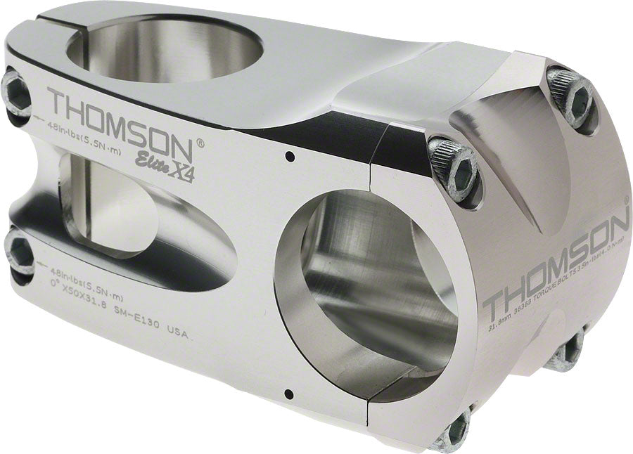 Thomson Elite X4 Mountain Stem - 50mm, 31.8 Clamp, +/-0, 1 1/8", Aluminum, Silver