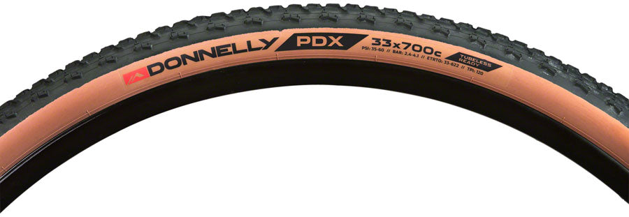Donnelly Sports PDX Tire - 700 x 33, Tubeless, Folding, Black/Tan