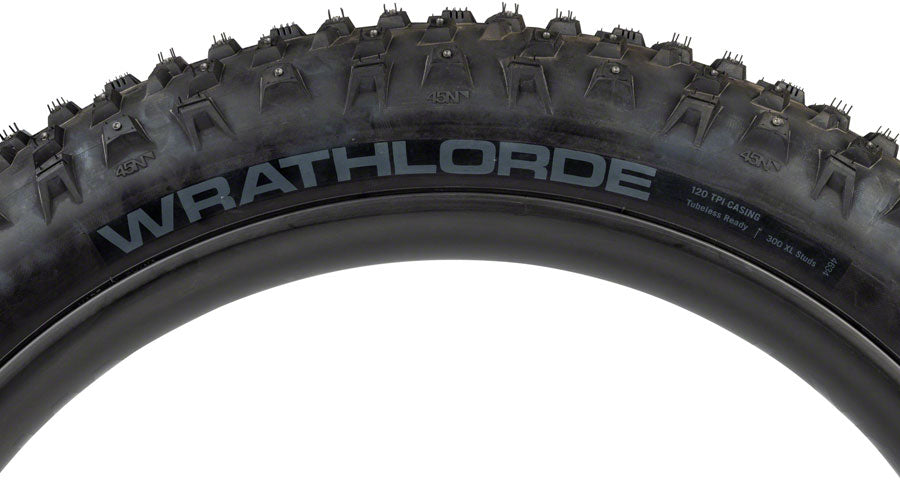 45NRTH Wrathlorde Tire - 27.5 x 4, Tubeless, Folding, Black, 120 TPI, 300 XL Concave Carbide Studs