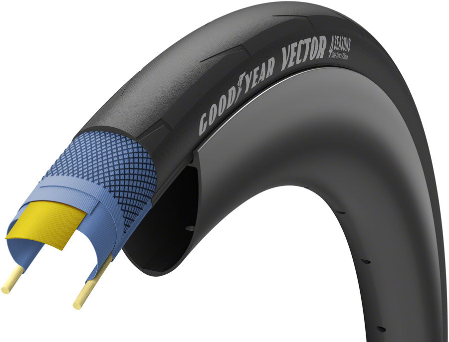 Goodyear Vector 4Seasons Tire - 700 x 25 , Clincher, Folding, Black