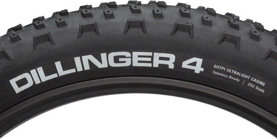 45NRTH Dillinger 4 Tire - 27.5 x 4, Tubeless, Folding, Black, 60tpi, Custom Studdable