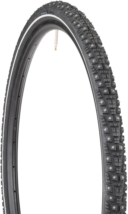 45NRTH Gravdal Tire - 700 x 38, Tubeless, Folding, Black, 60 TPI, 252 Concave Carbide Studs
