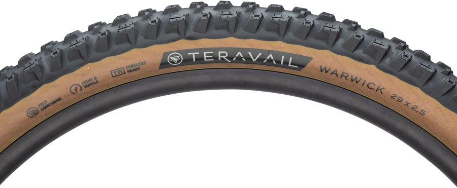 Teravail Warwick Tire - 29 x 2.5, Tubeless, Folding, Tan, Durable, Grip Compound