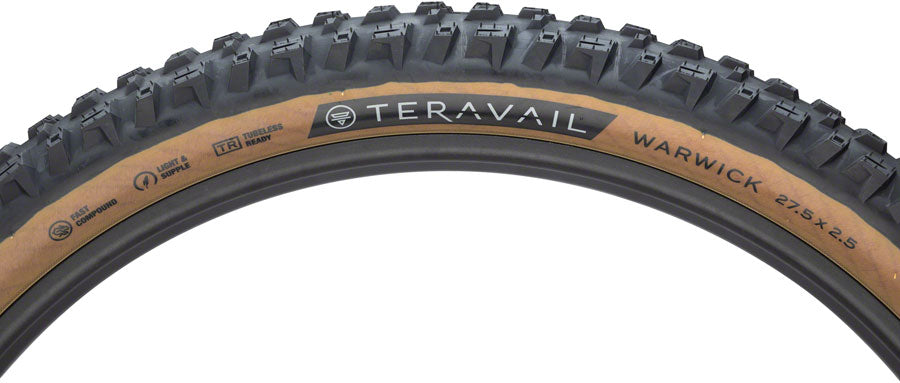 Teravail Warwick Tire - 27.5 x 2.5, Tubeless, Folding, Black, Ultra-Durable, Grip Compund