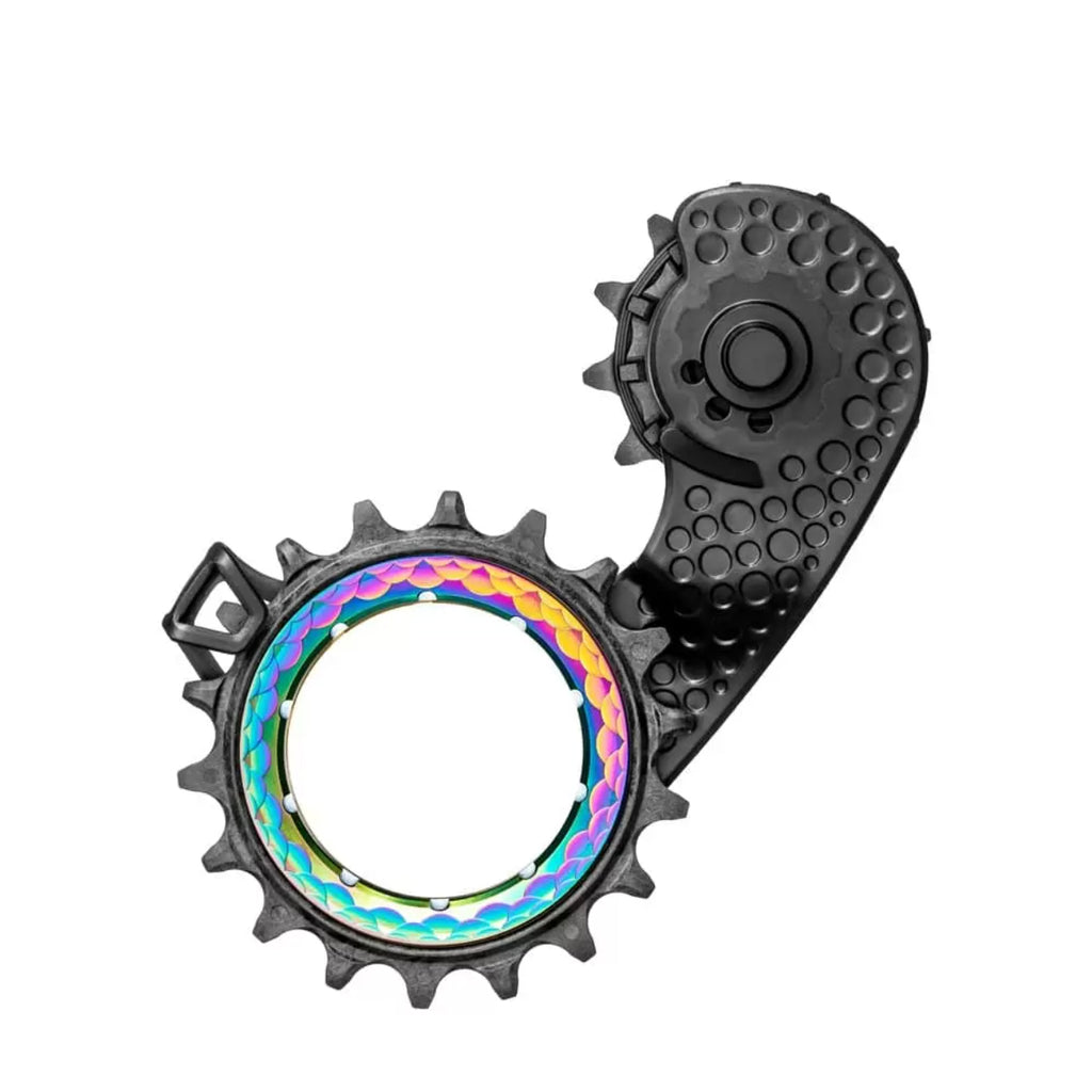 absoluteBLACK HOLLOWcage Oversized Derailleur Pulley Cage - For SRAM AXS, Full Ceramic Bearings, Carbon Cage, PVD Rainbow