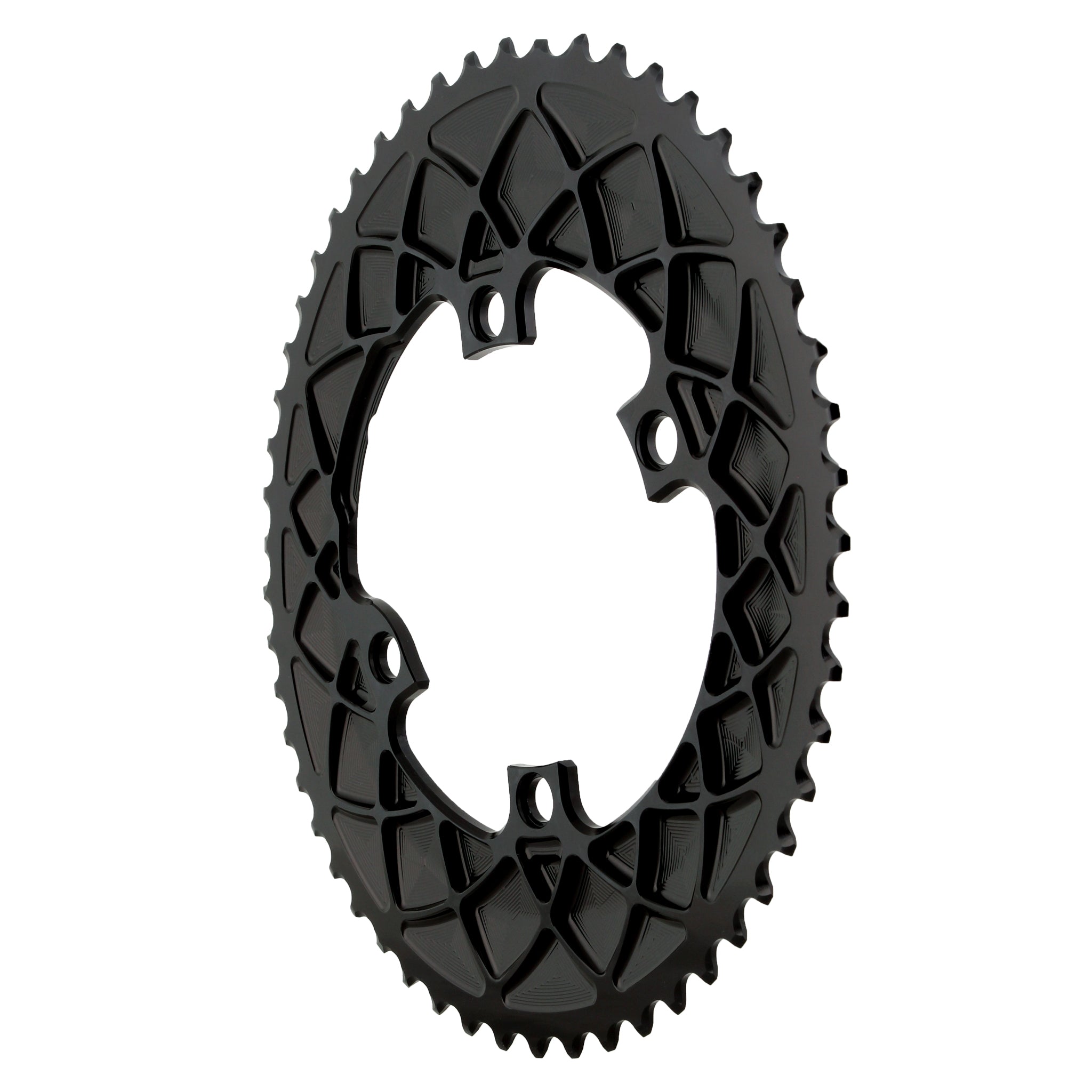 absoluteBLACK Premium Oval 110 BCD Road Outer Chainring for Shimano Dura-Ace 9100 - 53t, 110 Shimano Asymmetric BCD, 4-Bolt, Black