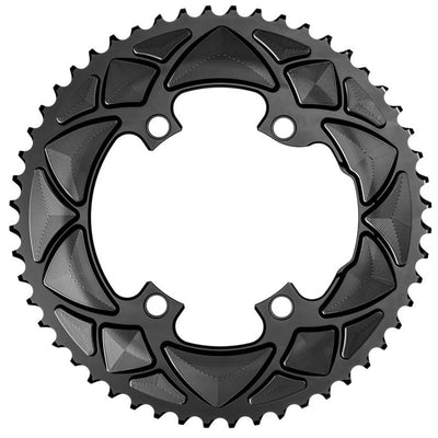 absoluteBLACK Premium Round 110 BCD Road Outer Chainring for Shimano Dura-Ace 9100 - 50t, 110 Shimano Asymmetric BCD, 4-Bolt, Black
