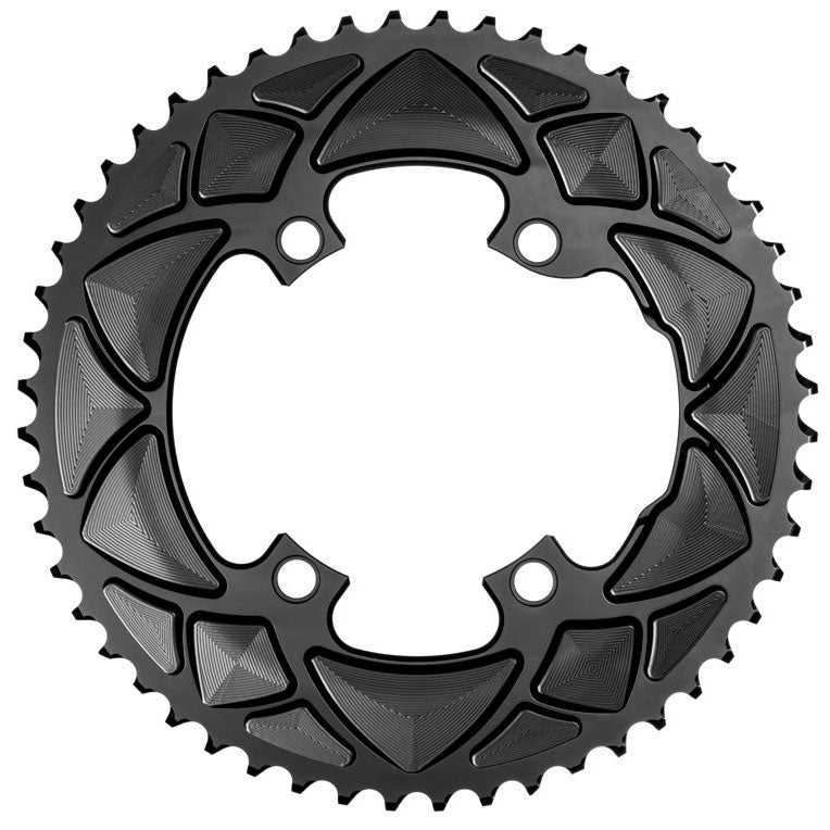 absoluteBLACK Premium Round 110 BCD Road Outer Chainring for Shimano Dura-Ace 9100 - 50t, 110 Shimano Asymmetric BCD, 4-Bolt, Black