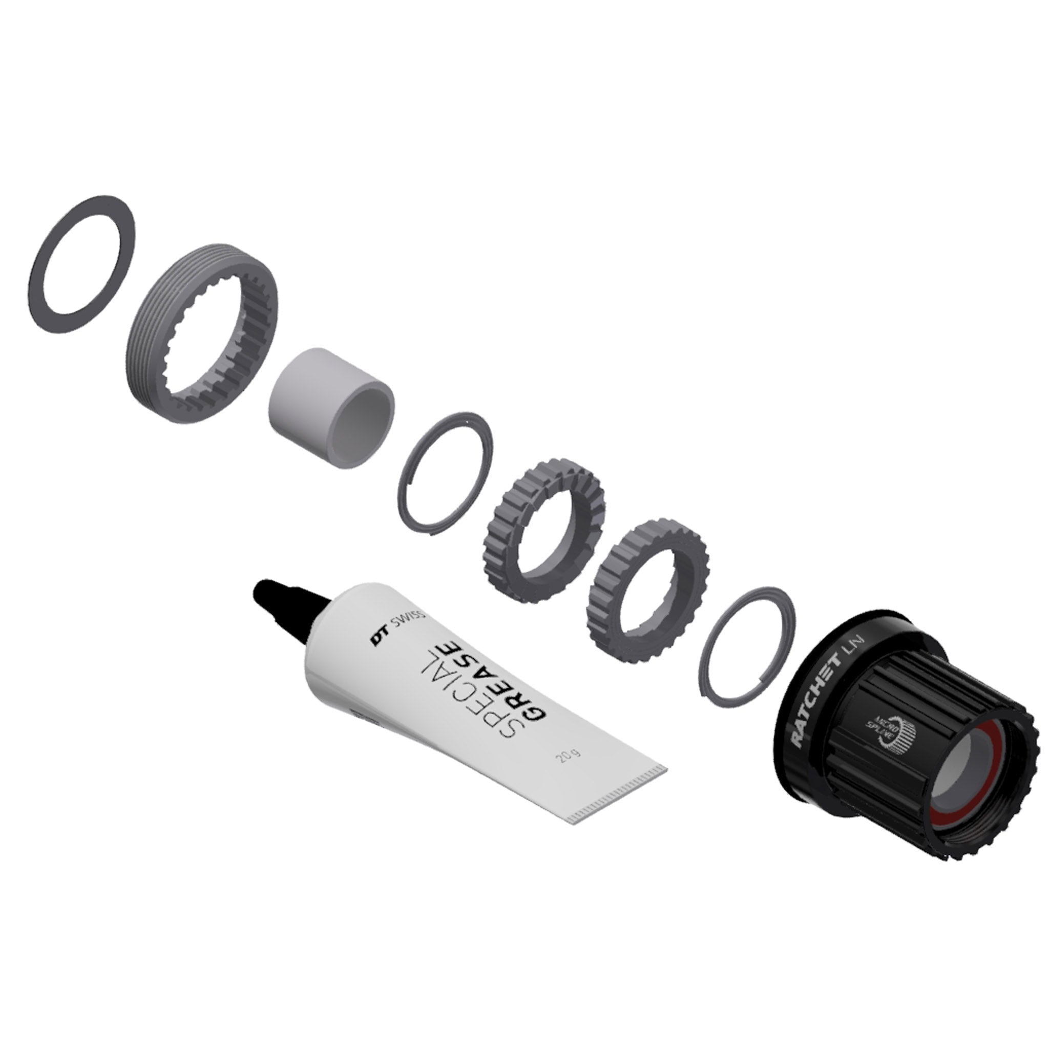 DT Swiss Ratchet LN Freehub Body Upgrade Kit - Shimano Micro Spline, Standard, Aluminum, Sealed Bearing, 18T