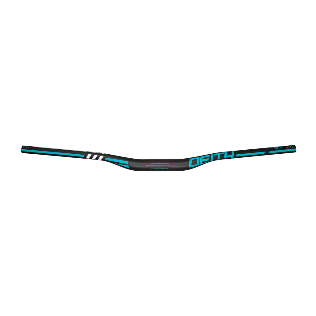 DEITY Skywire 35 Handlebar: 25mm Rise, 800mm Width, 35mm Clamp, Black w/Turquoise