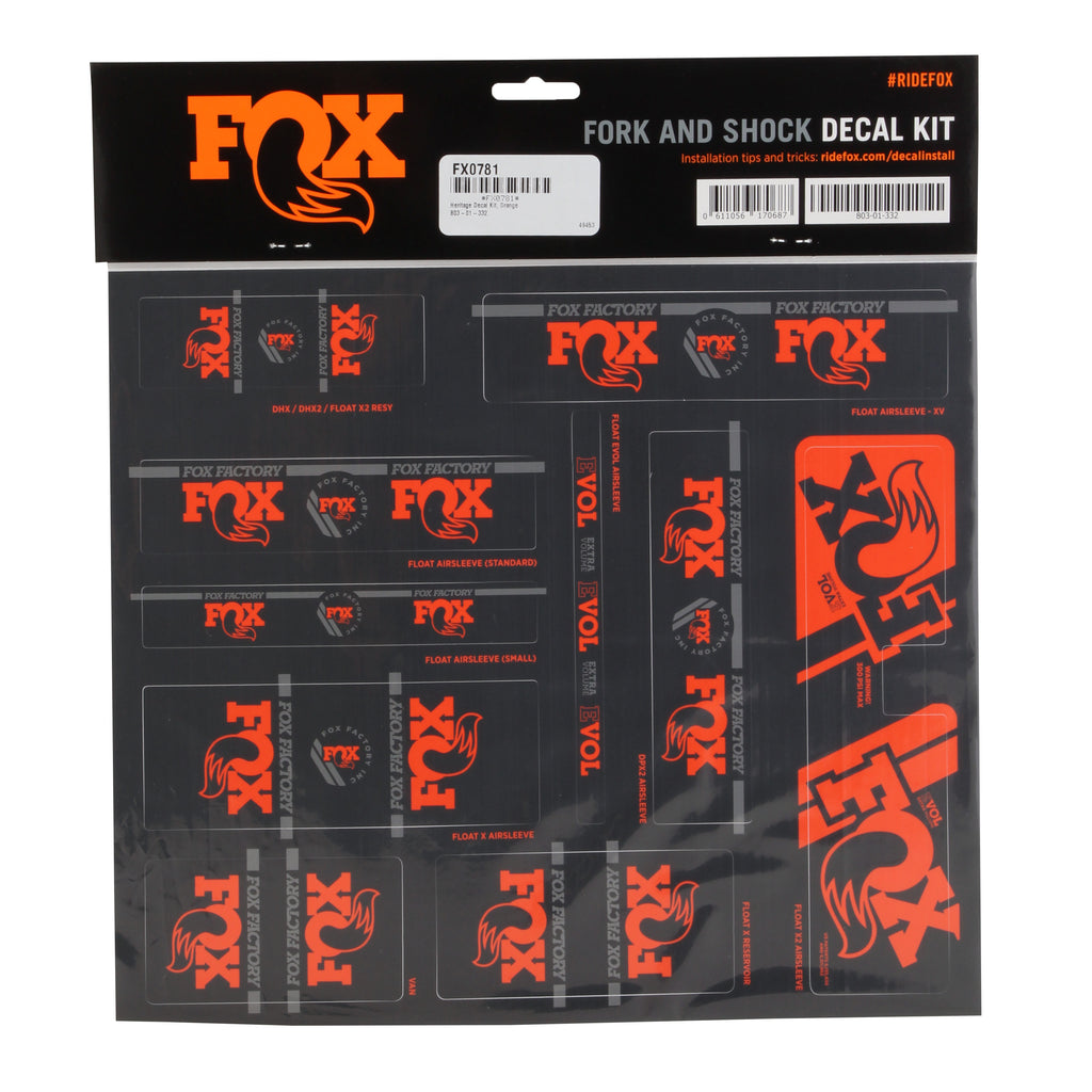 FOX Heritage Decal Kit for Forks and Shocks, Orange
