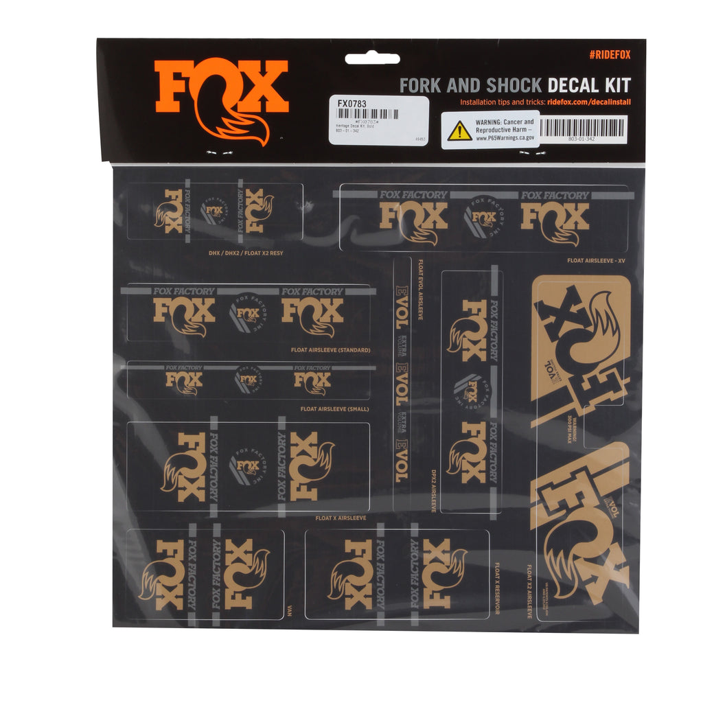 FOX Heritage Decal Kit for Forks and Shocks, Gold