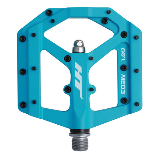 HT Components ME03 EVO+ Platform Pedals Body: Aluminum Spindle: Cr-Mo 9/16 Blue Pair