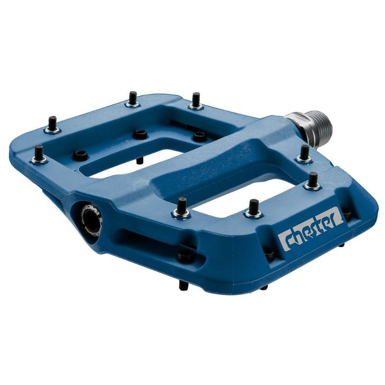 RaceFace Chester Pedals - Platform, Composite, 9/16",Blue, Replaceable Pins