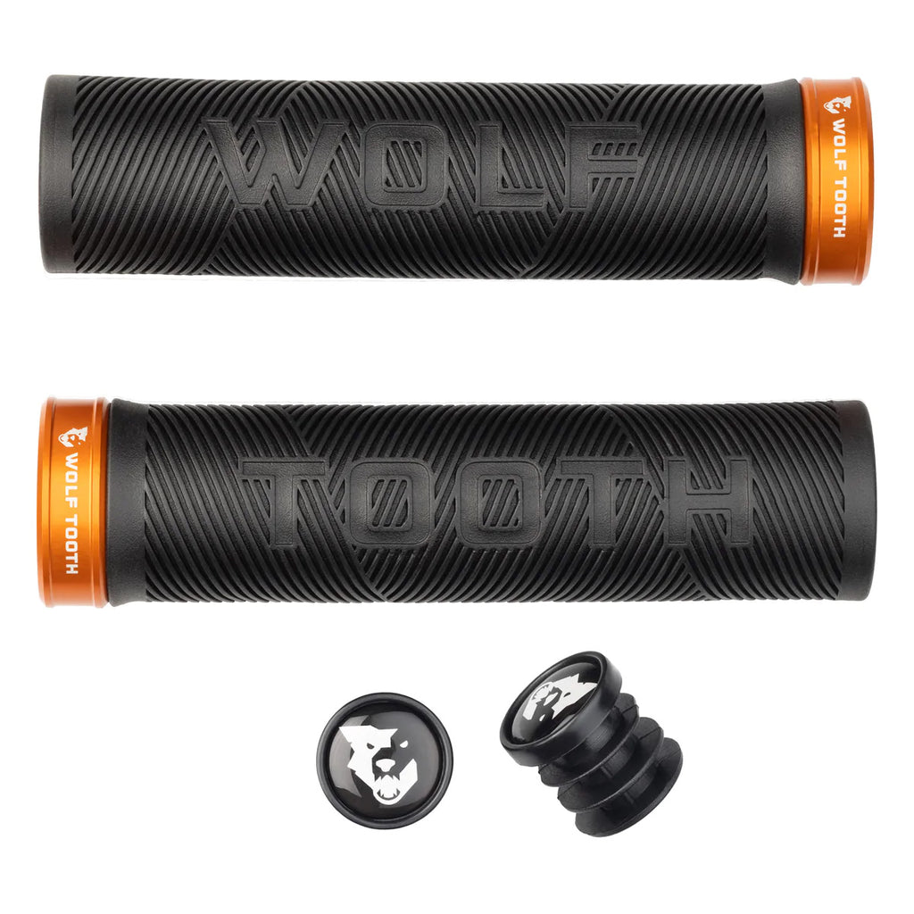 Wolf Tooth Components Echo Lock-On Grip Set - Blk/Orange