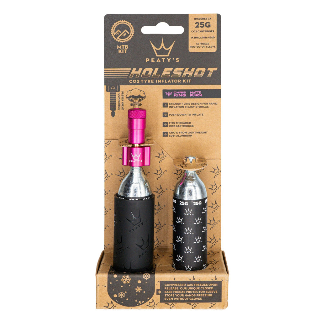 Peaty's Holeshot CO2 MTN Tire Inflator Kit w/Cartridges, Punch
