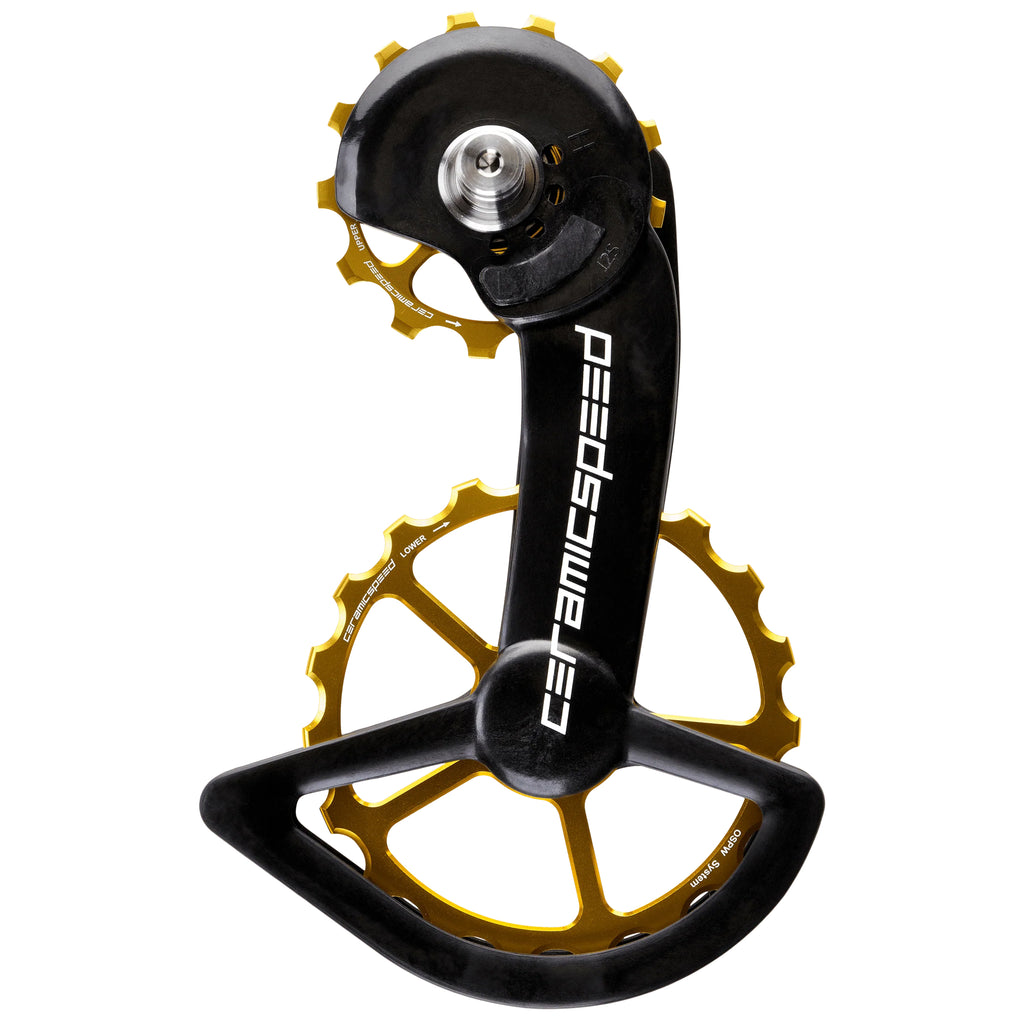 CeramicSpeed Oversized Pulley Wheel System for Shimano Dura Ace 9200/Ultegra 8100 - Alloy Pulley, Carbon Cage, Gold